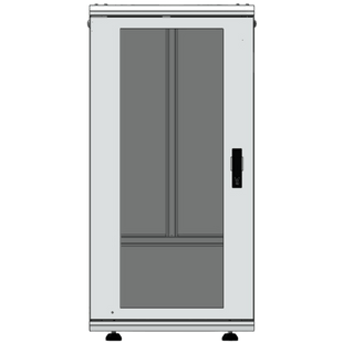 Gabinete Rack 24 Unidades / 19 Pulgadas / Puerta de Cristal / Piso / Acero Calibres 16-18-20 / 750 Kg Carga / 600x605x1190 mm (23.6x23.8x46.9 in) / Vidrio con Cerradura
