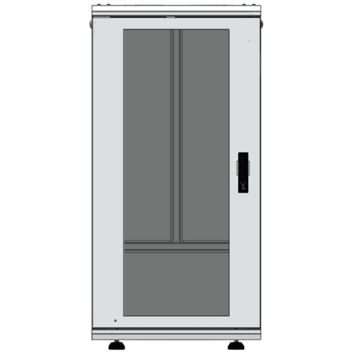Gabinete Rack 24 Unidades / 19 Pulgadas / Puerta de Cristal / Piso / Acero Calibres 16-18-20 / 750 Kg Carga / 600x605x1190 mm (23.6x23.8x46.9 in) / Vidrio con Cerradura