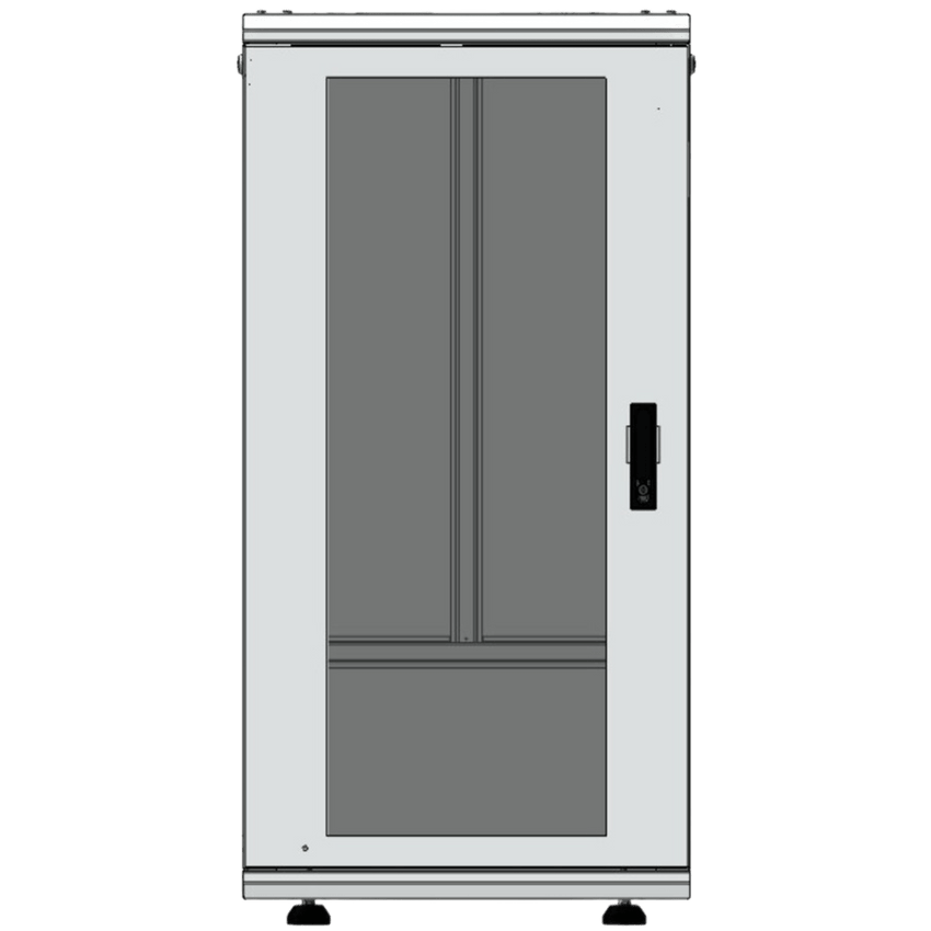 Gabinete Rack 24 Unidades / 19 Pulgadas / Puerta de Cristal / Piso / Acero Calibres 16-18-20 / 750 Kg Carga / 600x605x1190 mm (23.6x23.8x46.9 in) / Vidrio con Cerradura