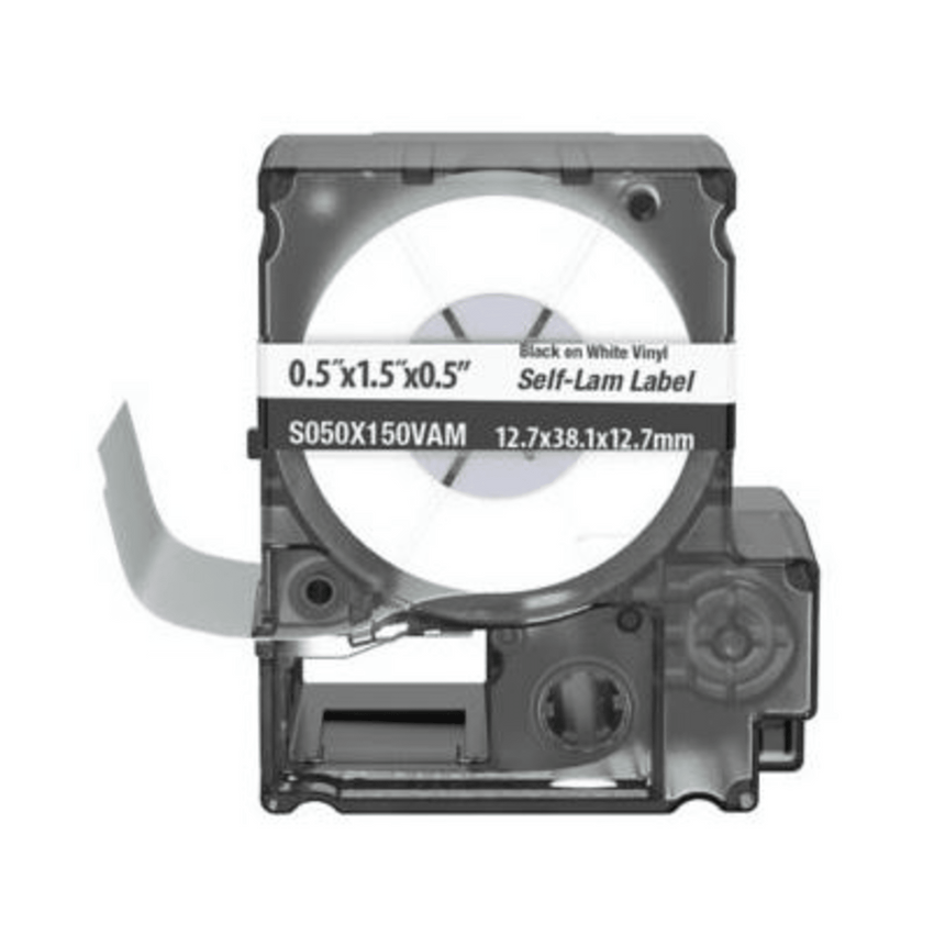 Casete de 175 Etiquetas Autolaminadas de 12.7 x 38.1 mm (0.5 x 1.5 pulgadas), para Cables de 4 a 8.1 mm (0.16 a 0.32 pulgadas) de Diámetro, Área de Impresión Color Blanco