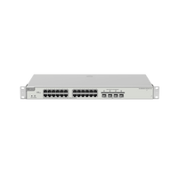 Switch Administrable Capa 3 con 24 puertos Gigabit PoE 802.3af/at + 4 SFP+ para fibra 10Gb, gestión gratuita desde la nube, 370w