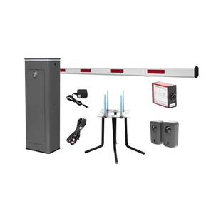 Kit COMPLETO Barrera Derecha XBS Con Corona LED / Brazo de 5.5 Metros / Incluye Sensor de Masa, Transformador, Lazo Magnético, Ancla, Fotoceldas y 2 Controles Inalámbricos