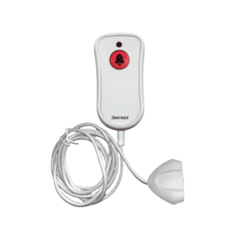 Pulsador de Cama Blanco Antibacteriano / Botón Rojo de Alarma 20mm / Conector Magnético / Protección IP67 / Cable 2m Resistente al Fuego / Libre de Halógenos / Braille 'SOS'