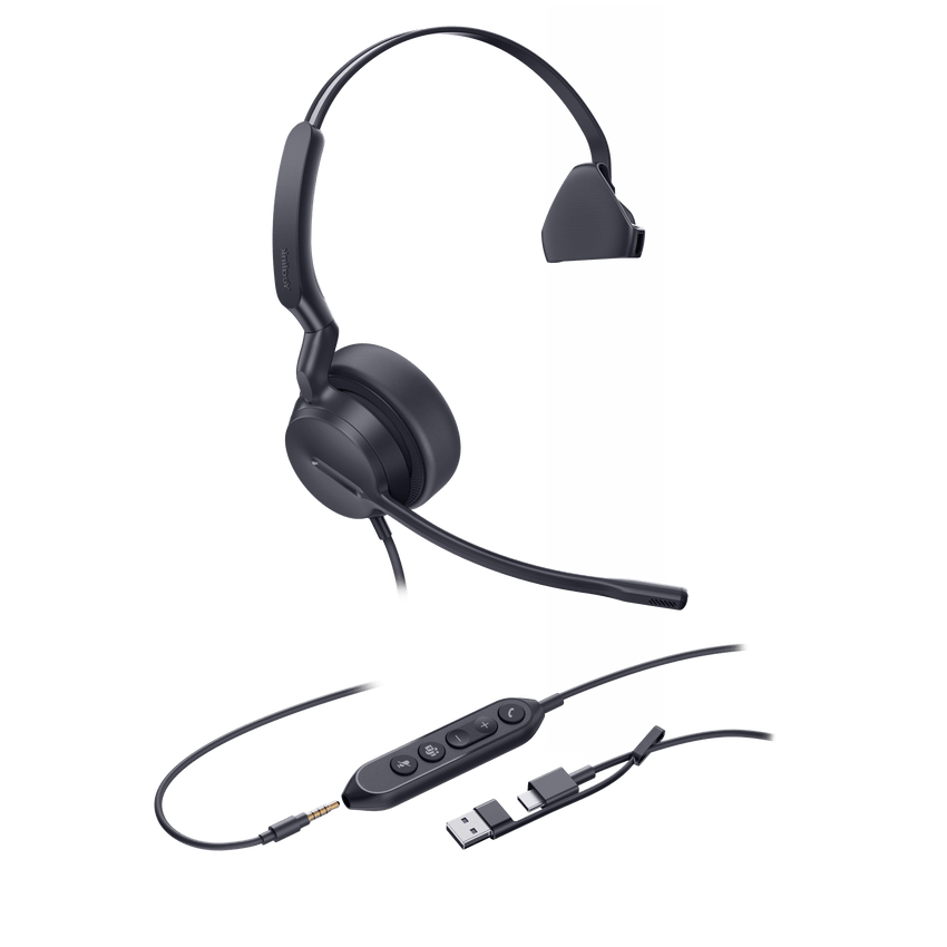 Diadema Alámbrica UH42 SE Mono de Yealink Certificada para Microsoft Teams con USB-C/A