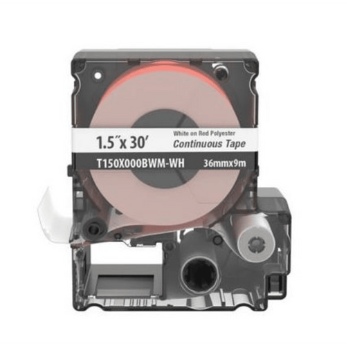 Casete de Etiquetas de Vinilo de Cinta Continua, Color Negro Sobre Rojo, Uso Interior/Exterior, 35.8 mm de Ancho x 9 Metros de Largo