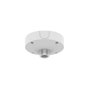 Base de Montaje para Techo SBP-180CMB / Aluminio / Color Blanco RAL9003 / Diámetro 180 mm / Peso 970 g / Tornillo TR30 / Orificio Conduit 19.1 mm / Compatible con Múltiples Modelos Hanwha