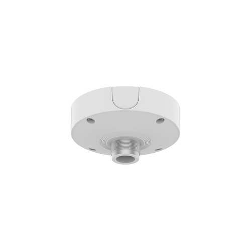 Base de Montaje para Techo SBP-180CMB / Aluminio / Color Blanco RAL9003 / Diámetro 180 mm / Peso 970 g / Tornillo TR30 / Orificio Conduit 19.1 mm / Compatible con Múltiples Modelos Hanwha