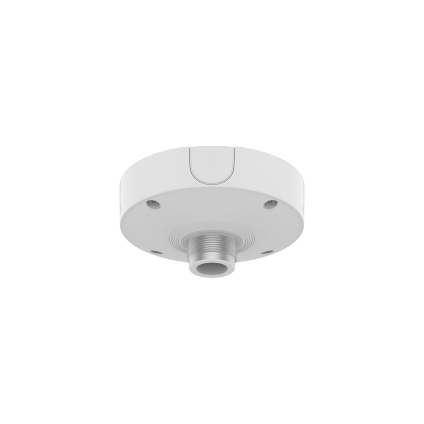 Base de Montaje para Techo SBP-180CMB / Aluminio / Color Blanco RAL9003 / Diámetro 180 mm / Peso 970 g / Tornillo TR30 / Orificio Conduit 19.1 mm / Compatible con Múltiples Modelos Hanwha
