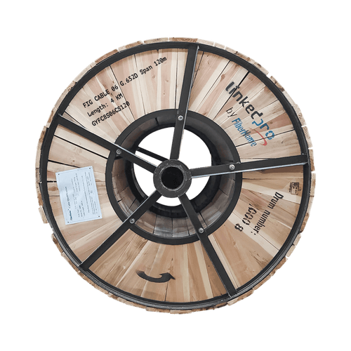 Carrete de 4 Km Fibra Óptica Aerea Figura 8 Armada Antirroedor G.652D, Monomodo de 6 Hilos, Exterior,  Span 120