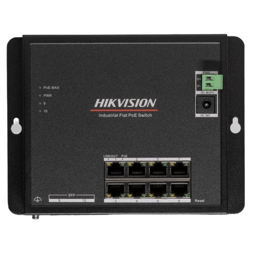 Switch Industrial / Administrable Gigabit / 8 Puertos Gigabit PoE+ (30 W) / 2 Puertos SFP / 240 W Total / 48 a 57 VCD / Ideal para Proyectos / 300 Metros de Distancia