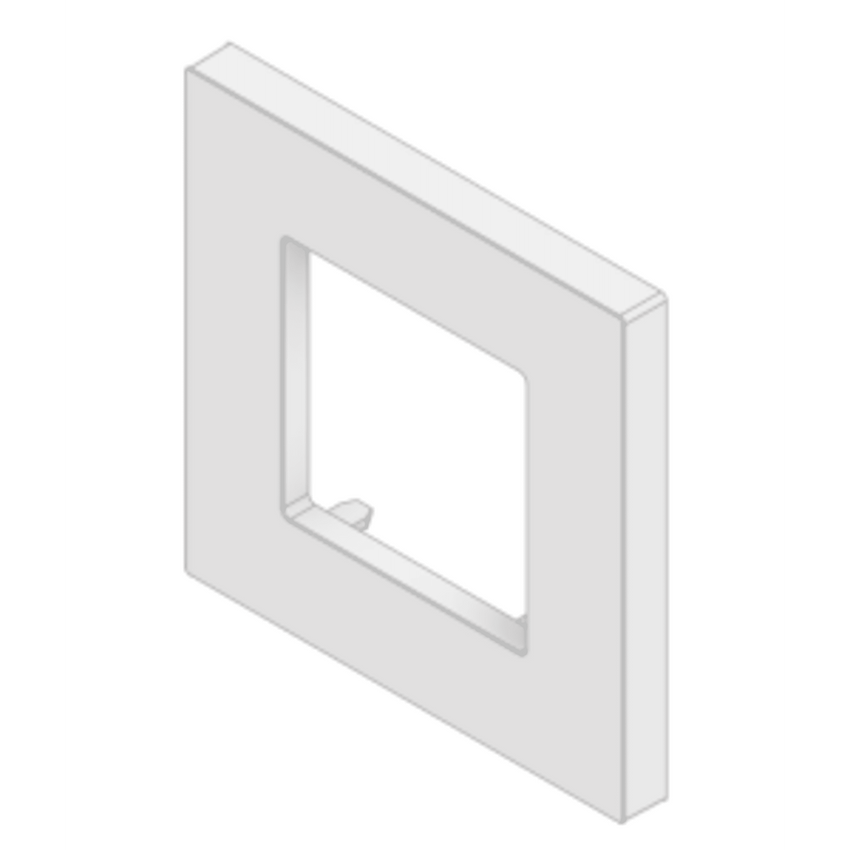 Embellecedor para Caja Europea / Dimensiones 84x84x8 mm Externas / ABS Antimicrobiano / Blanco con Efecto de Contraste / Colocación Fácil y Rápida