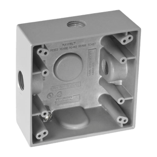 Caja Cuadra de 1/2" a Prueba de  Intemperie/ Cuenta con 3 salidas.