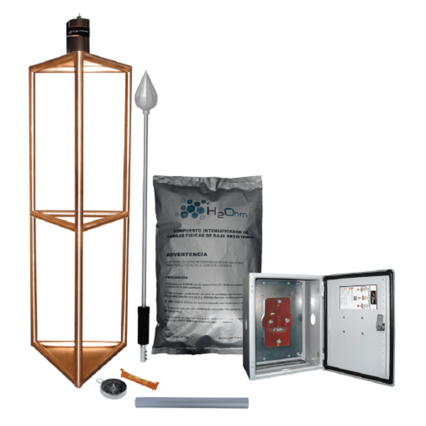Kit de Pararrayo con Punta con Diámetro de Protección de 300 metros, fabricado en Acero Inoxidable.