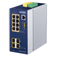 Switch Industrial Administrable Capa2, 8 Puertos Gigabit con PoE+ 802.3at, 2 Puertos SFP de 100/1G y 2 Puertos SFP de 100/1G/2.5G