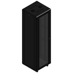 Gabinete rackeable de piso de 42U, compatible con estándar 19 pulgadas, equipado con puerta frontal de cristal para una mejor visibilidad y presentación profesional