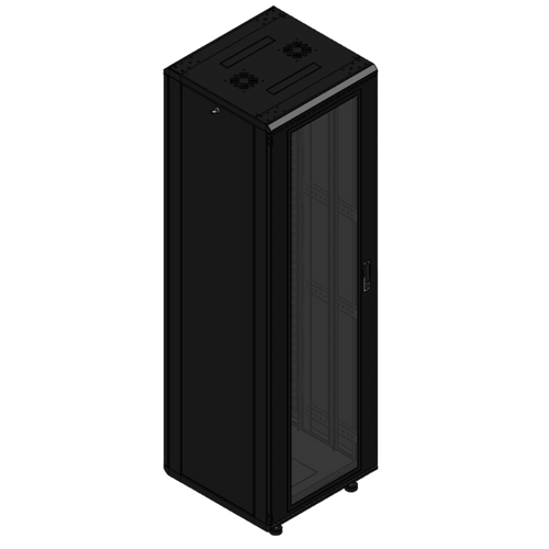Gabinete rackeable de piso de 42U, compatible con estándar 19 pulgadas, equipado con puerta frontal de cristal para una mejor visibilidad y presentación profesional