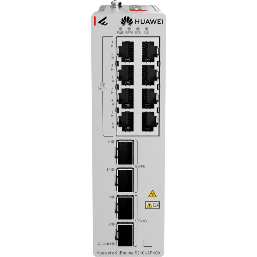 Switch Industrial eKit / 8 Puertos PoE+ Gigabit + 2 SFP + 2 SFP+ / Montaje en Riel DIN / Fuente Redundante 1+1 : 54 a 57 VCD / Libre de licenciamiento / Gestión gratuita desde la Nube / Presupuesto PoE 220 W
