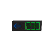 Pantalla de Orientación para Estacionamiento Interior Unidireccional / 4 Dígitos Numéricos / LED 7-8 mm Pitch / 3800 cd/m² de Luminancia / 110° Ángulo de Visión / Comunicación RJ45 RS485 / Iconos Multicol