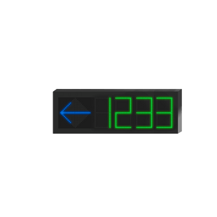 Pantalla de Orientación para Estacionamiento Interior Unidireccional / 4 Dígitos Numéricos / LED 7-8 mm Pitch / 3800 cd/m² de Luminancia / 110° Ángulo de Visión / Comunicación RJ45 RS485 / Iconos Multicol