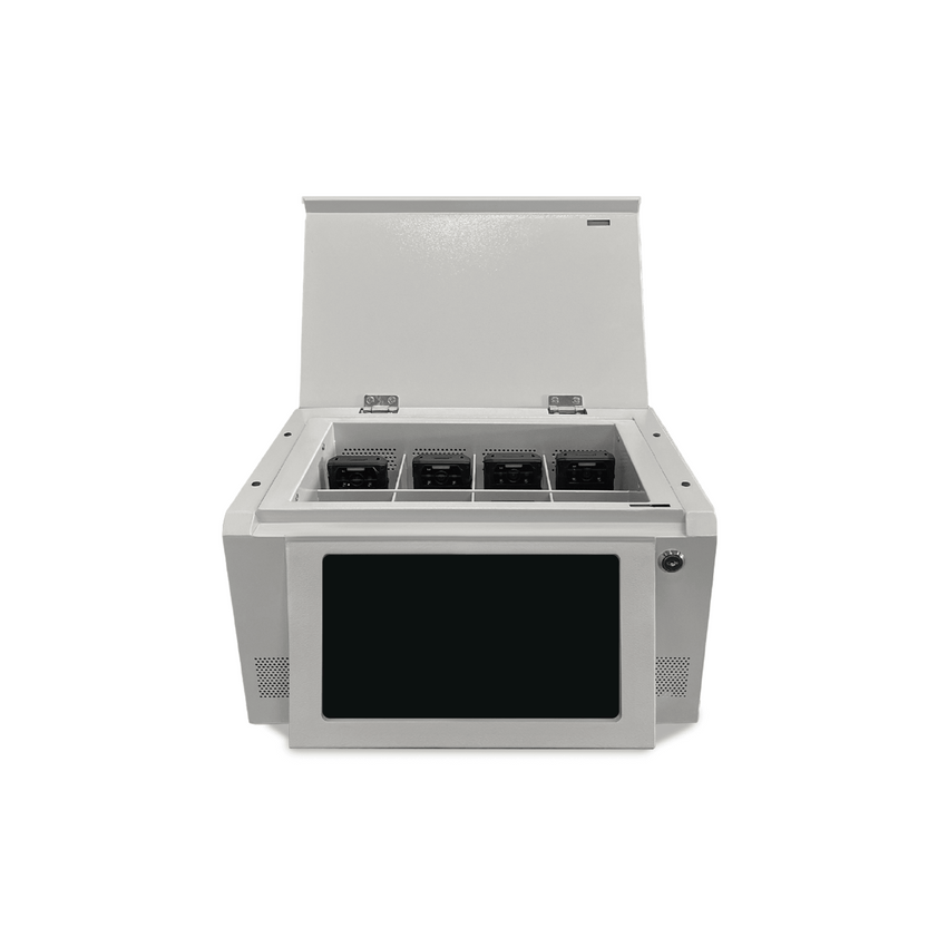 Estación de Descarga para Cámaras Corporales | 8 Canales de Conexión | Descarga Simultanea | Pantalla Táctil | Almacenamiento Hasta 12TB | Carga y Copia de Seguridad Automática | Compatible con Body Cam XMR-R3.