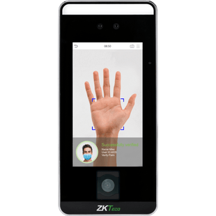Terminal Biométrico de Reconocimiento Facial / QR Code / Palm Vein / Detección de Mascarillas / Touchless / 5" Touch Screen / 6000 Plantillas Faciales / 3000 Plantillas Palma / WiFi Opcional