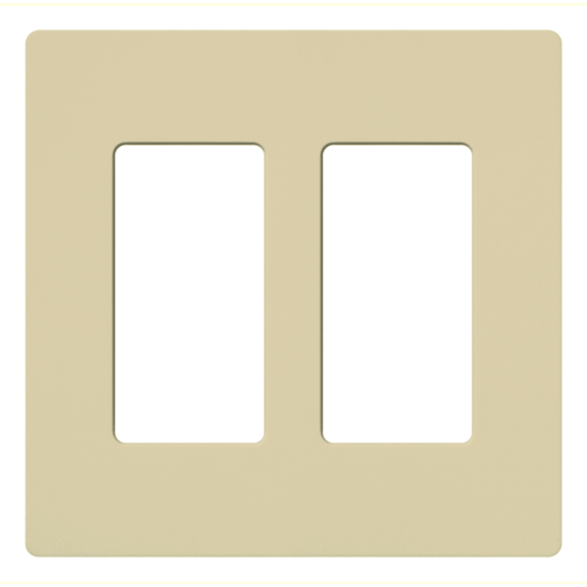 Placa de pared 2 espacios, para atenuador (dimmer), apagador ó control remoto inalámbrico LUTRON.