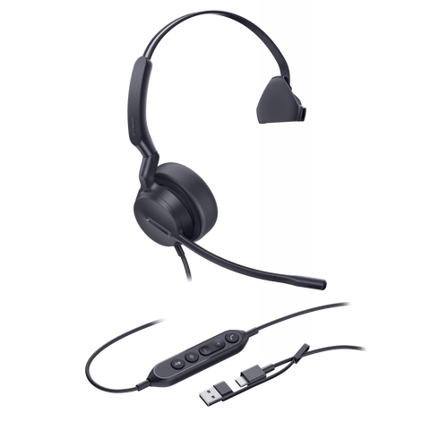 Diadema Alámbrica Yealink UH42 Mono con Audio HD y Conectividad USB-C/A Certificada con Microsoft Teams