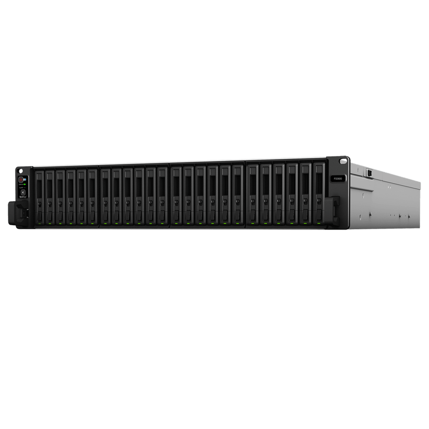 NAS Todo Flash FlashStation FS3600 | 24 Receptáculos | Intel Xeon D-1567 12 Núcleos | 16 GB RAM (Ampliable a 128 GB) | 195,000 IOPS Escritura Aleatoria iSCSI 4K | 10 GbE | Compatible con Virtualización | Protección de Datos Int