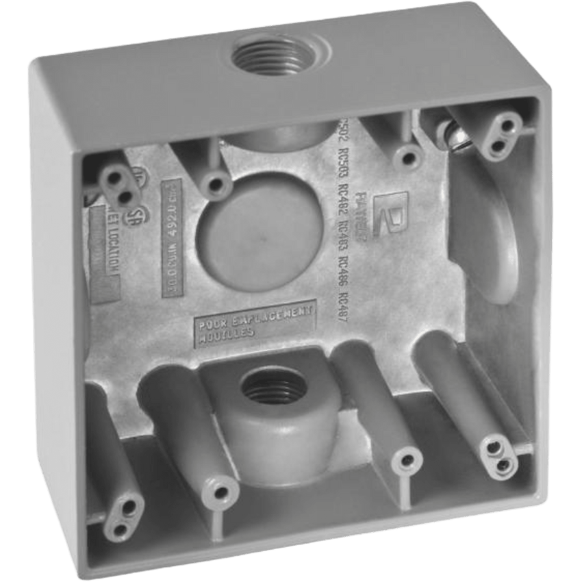 Caja Cuadra de 1/2" a Prueba de  Intemperie/ Cuenta con 2 salidas.