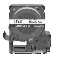 Casete de Etiquetas Magnéticas de Cinta Continua, Color Blanco Sobre Negro, Uso Interior, 36 mm (1.5 in) de Ancho x 1.5 Metros de Largo
