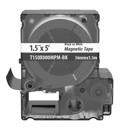 Casete de Etiquetas Magnéticas de Cinta Continua, Color Blanco Sobre Negro, Uso Interior, 36 mm (1.5 in) de Ancho x 1.5 Metros de Largo