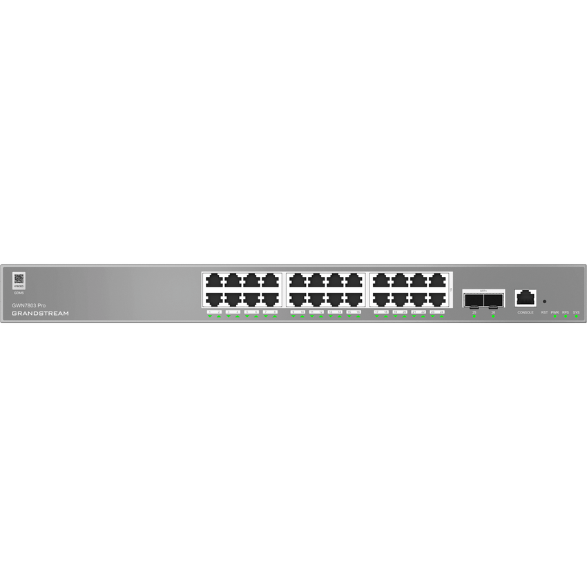 Switch Empresarial Administrable Capa 2++ / Serie GWN7800 Pro / 24 Puertos Gigabit Ethernet / 2 SFP+ / Switching 88 Gbps / VLAN 4K / QoS Avanzado / GDMS Cloud