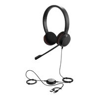 Jabra Evolve 20 DUO con Conexión USB C/A, Micrófono con Cancelación de Ruido de Ultima Generación, Configuración Plug and Play (4999-823-169)