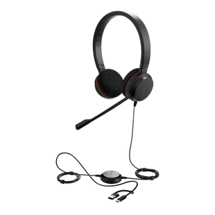 Jabra Evolve 20 DUO con Conexión USB C/A, Micrófono con Cancelación de Ruido de Ultima Generación, Configuración Plug and Play (4999-823-169)