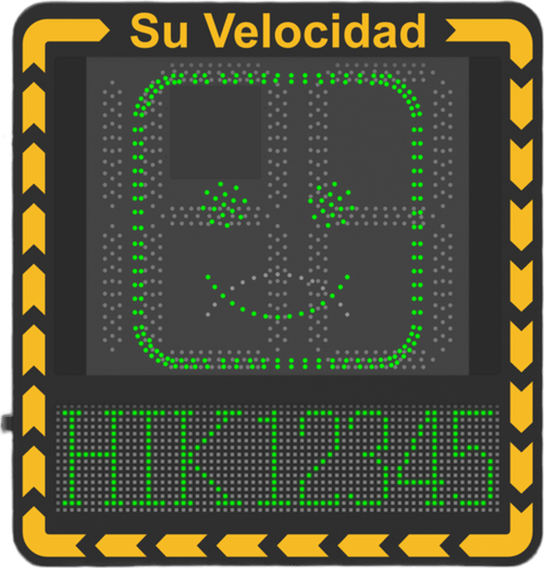 Display LED para Control de Velocidad Exterior / Distancia Visible de 100 m / LED de Alta Luminosidad y Bajo Consumo / Visualización de Velocidad con Código de Colores / IP66 / Conectividad Wi-Fi y Ethernet / Compatible con TCP/IP, HTTP, DHC