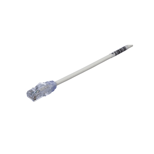 Cable de Parcheo UTP Cat6A, CM/LSZH, Diámetro Reducido (28AWG), Color Blanco, 0.5 Metros (1.64 Pies).
