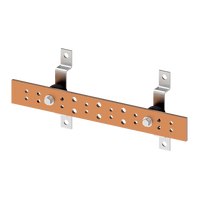 Barra de Tierra para Telecomunicaciones De Cobre Electrochapado / 0.25 x 4.00 x 12.00 pulgadas / 12 Puntos de Conexión / Incluye Soportes y Conectores / Anticorrosivo