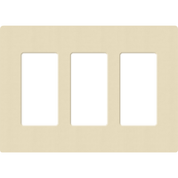 Placa de pared 3 espacios, para atenuador (dimmer), apagador ó control remoto inalámbrico LUTRON.