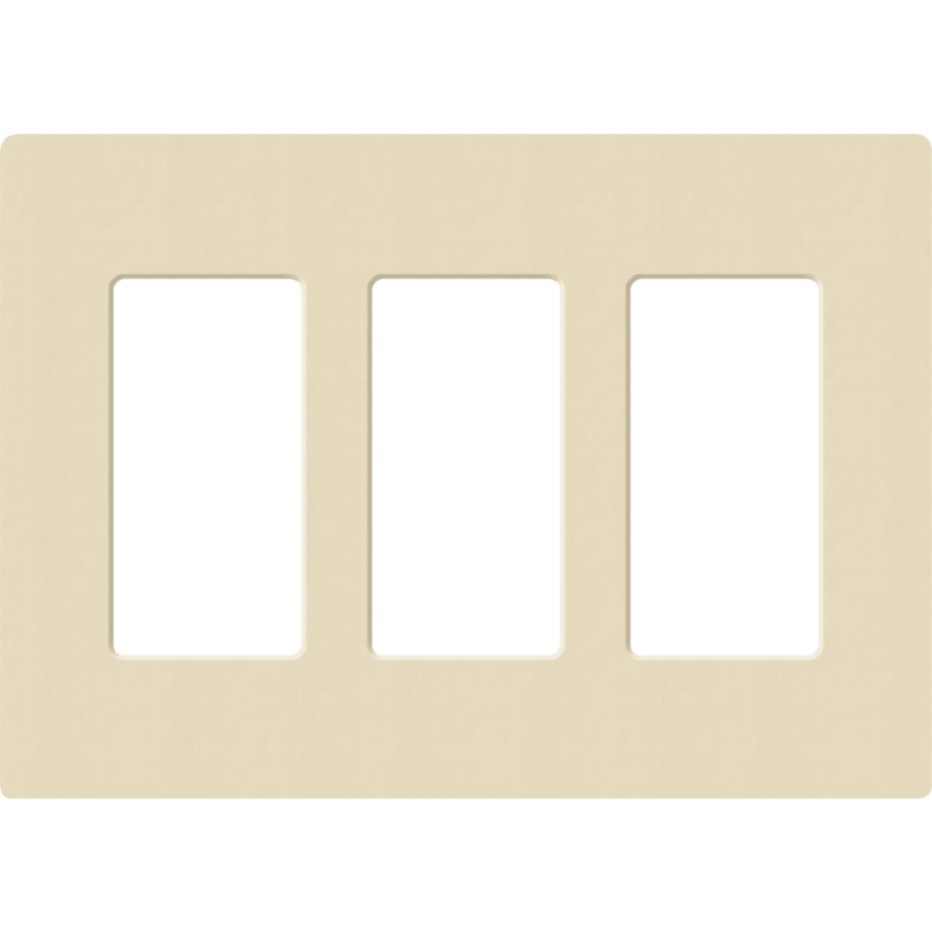 Placa de pared 3 espacios, para atenuador (dimmer), apagador ó control remoto inalámbrico LUTRON.