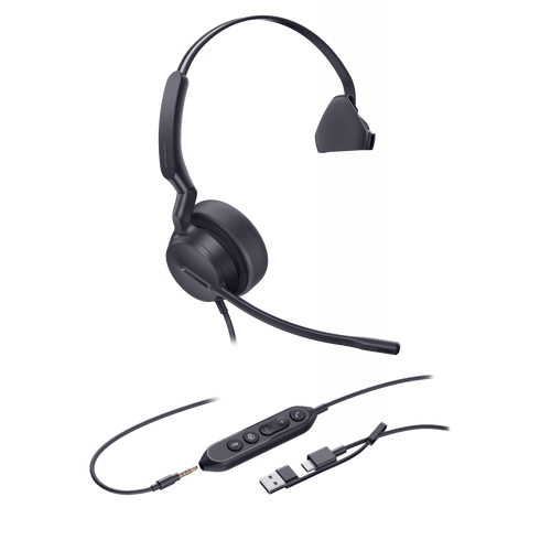 Diadema Alámbrica UH42 SE Mono de Yealink Certificada para Microsoft Teams con USB-C/A