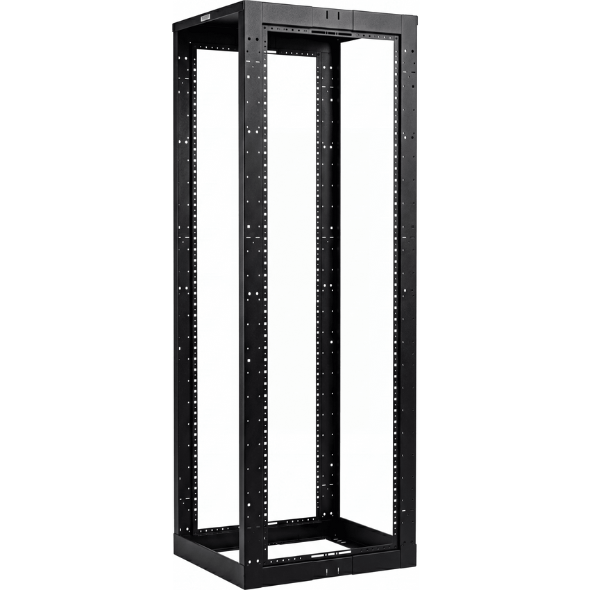 Rack de Cuatro Postes Estándar de 19", Rieles Con Orificio Para Tuerca Enjaulada, Profundidad Ajustable de 23 a 42 in, 45 Unidades de Rack, Color Negro