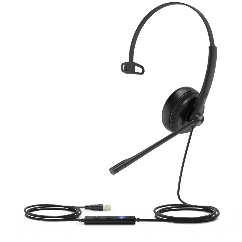 Diadema Alámbrica UH34 Mono USB / 3.5mm Teams de Yealink con Almohadillas de Cuero