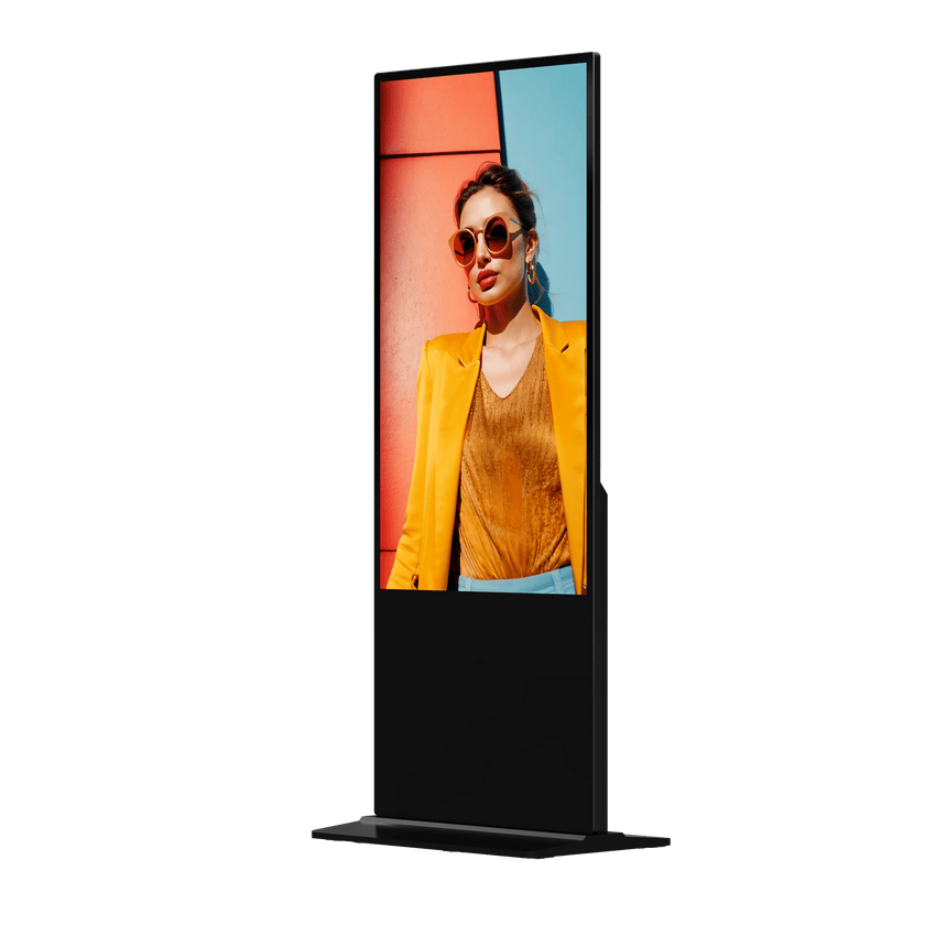 Pantalla de 55" 4K para Publicidad Digital / Base para Piso (Totem) / Gestión de Contenido y Control Centralizado