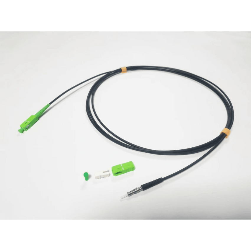 Rollo de Fibra Óptica Drop Redonda G657A2 Monomodo Simplex de 150 Metros con Conectores SC/APC-SC/APC para Instalaciones Aéreas o a la Intemperie