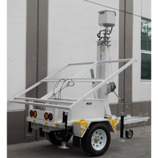 Traila / Remolque con Mástil Retráctil de 7.5 m. para Videovigilancia o Iluminación, con capacidad para Instalar Módulos Solares y Baterías (No incluidos)