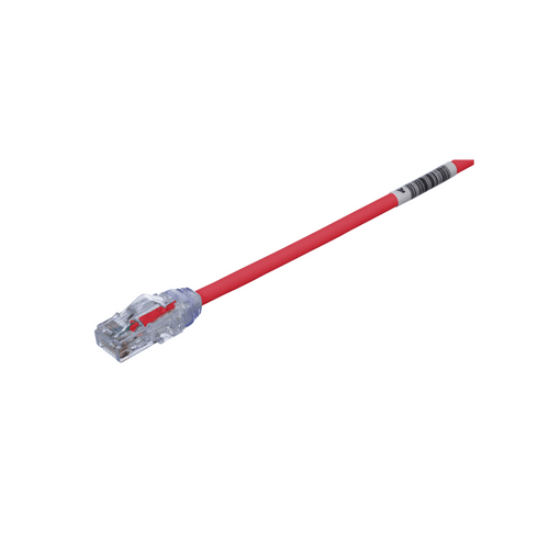 Cable de Parcheo UTP Cat6A, CM/LSZH, Diámetro Reducido (28AWG), Color Rojo, 1 Metro (3.28 Pies).