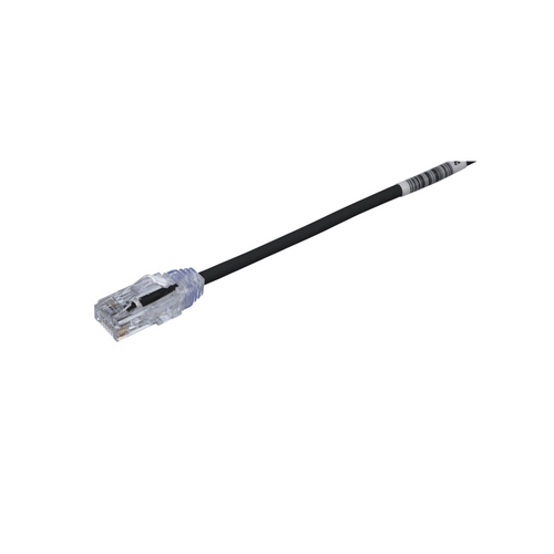 Cable de Parcheo UTP Cat6A, CM/LSZH, Diámetro Reducido (28AWG), Color Negro, 0.5 Metros (1.64 Pies)