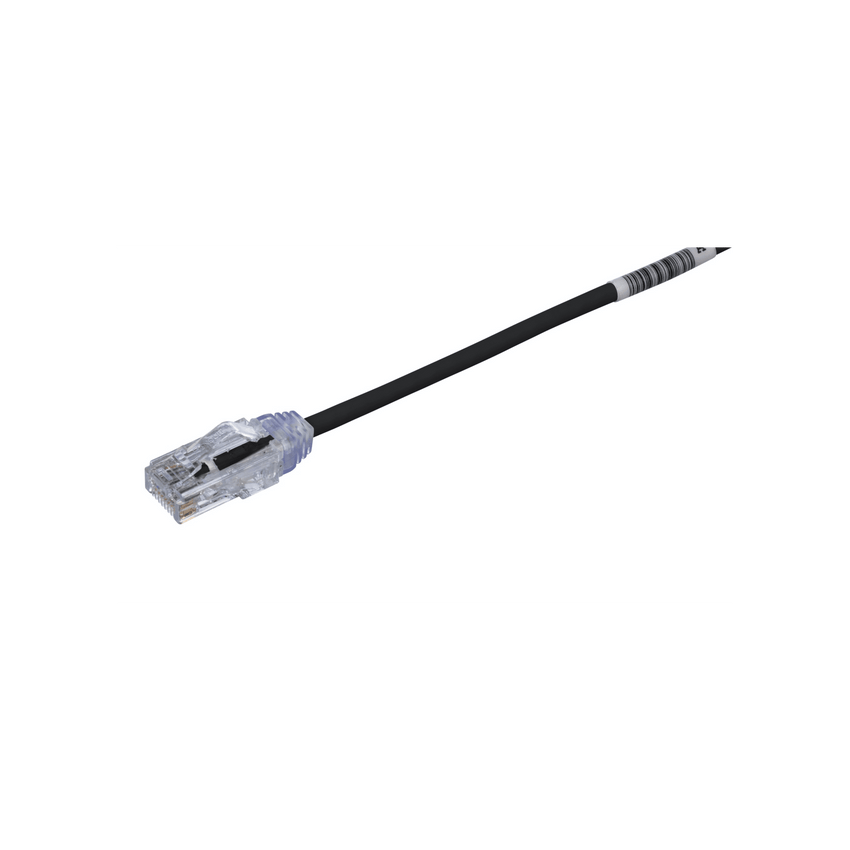 Cable de Parcheo UTP Cat6A, CM/LSZH, Diámetro Reducido (28AWG), Color Negro, 0.5 Metros (1.64 Pies)