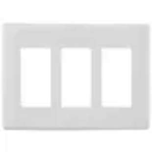 Tapa para Caja de 3 Espacios/ Contacto Duplex / Tornillos Ocultos / Color Blanco.