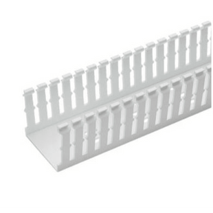 Canaleta Ranurada Angosta de PVC Sin tapa, Tipo F, 57.2 mm de Ancho, 53.8 mm de Alto y 1.8 m de Largo, Color Blanco